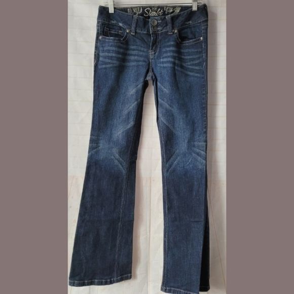 REFUGE POP STARLET FLARE Distressed Stretch Denim Jeans Womens Size 8 Long Tall - Picture 3 of 9